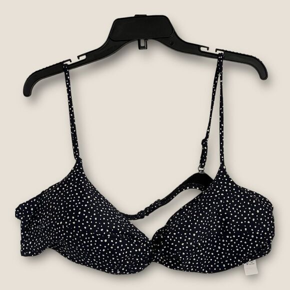 Navy blue polka dots bikini top size 3X, NWT - Picture 2 of 7